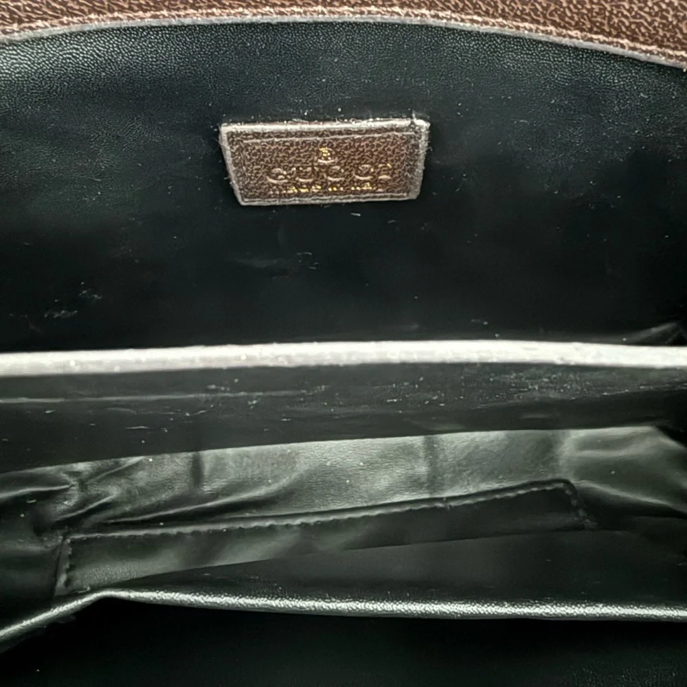 Brown and Green Crossbody Bag with Signature Design - Picture 3 of 7